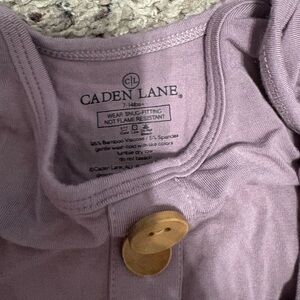Purple Caden Lane sleep sack (tie at bottom) with Wooden Buttons